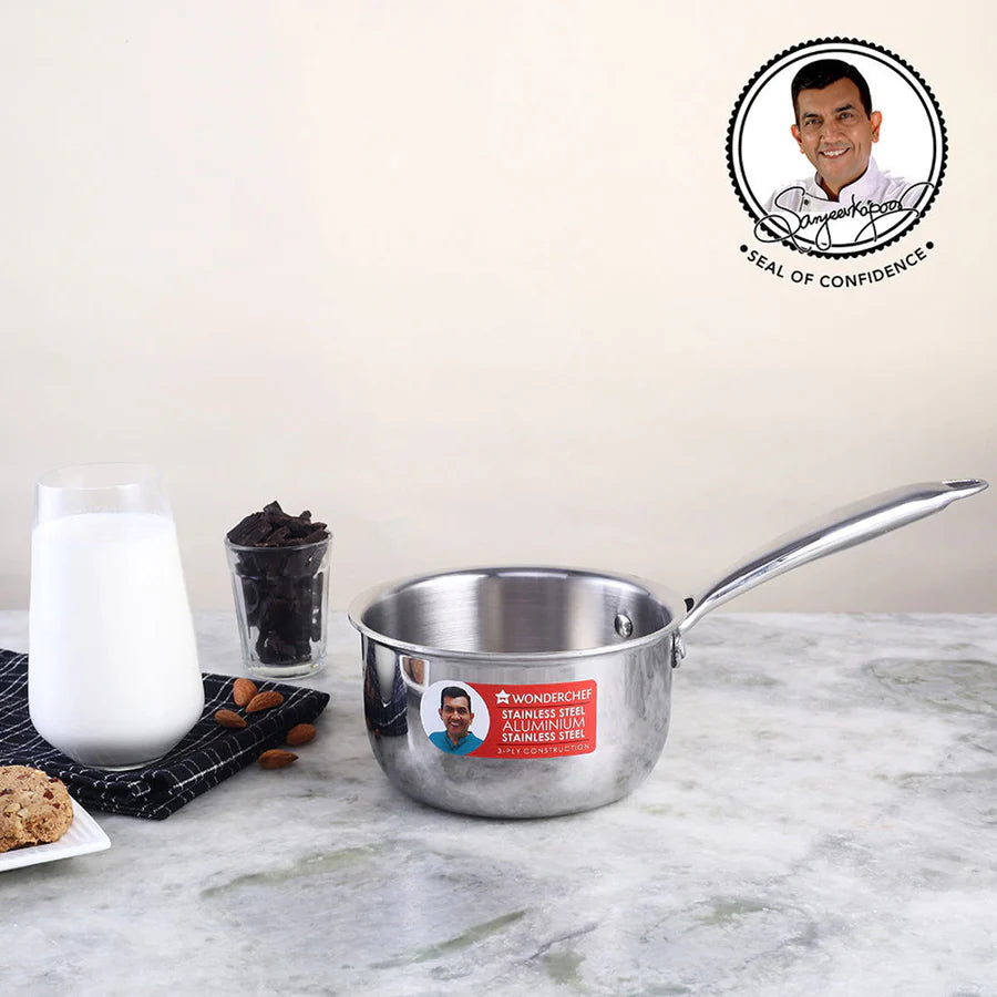 Wonderchef Nigella Tri-ply Stainless Steel Sauce Pan Silver 16 cm , 1.5L