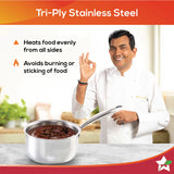 Wonderchef Nigella Tri-ply Stainless Steel Sauce Pan Silver 16 cm , 1.5L