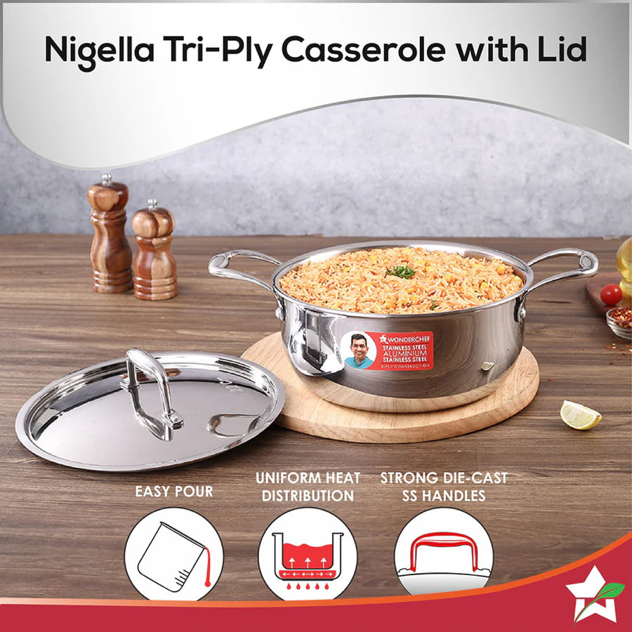 Wonderchef Nigella Tri-ply Stainless Steel Casserole
