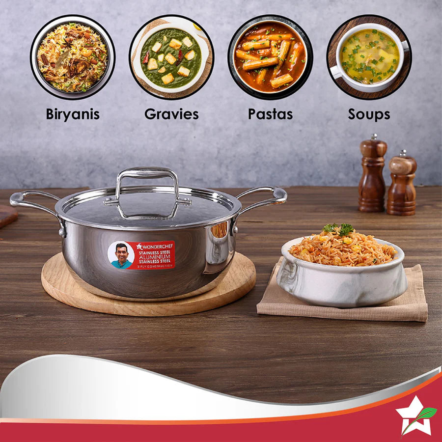 Wonderchef Nigella Tri-ply Stainless Steel Casserole
