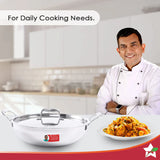 Wonderchef  Nigella Tri-ply Stainless Steel Kadhai with Lid