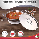 Wonderchef  Nigella Tri-ply Stainless Steel Kadhai with Lid