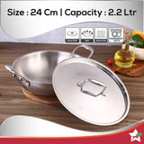 Wonderchef  Nigella Tri-ply Stainless Steel Kadhai with Lid