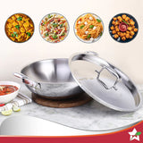 Wonderchef  Nigella Tri-ply Stainless Steel Kadhai with Lid