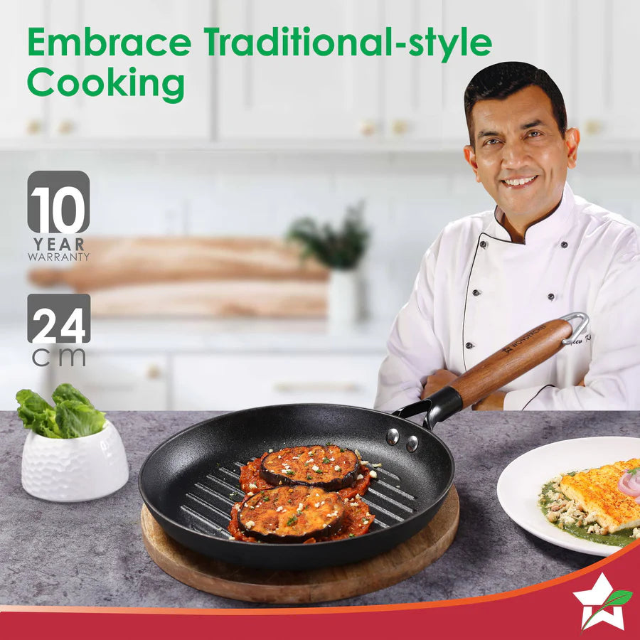 Wonderchef Pre-Seasoned Ferro Light Grill Pan 24cm