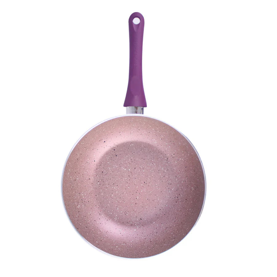 Wonderchef Royal Velvet 24 cm Aluminium Non-stick Wok With Lid, Purple , 2.7 L