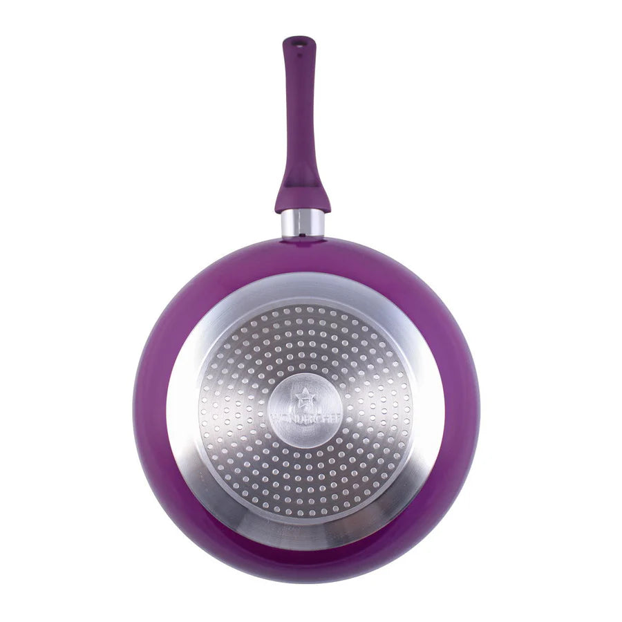 Wonderchef Royal Velvet 24 cm Aluminium Non-stick Wok With Lid, Purple , 2.7 L