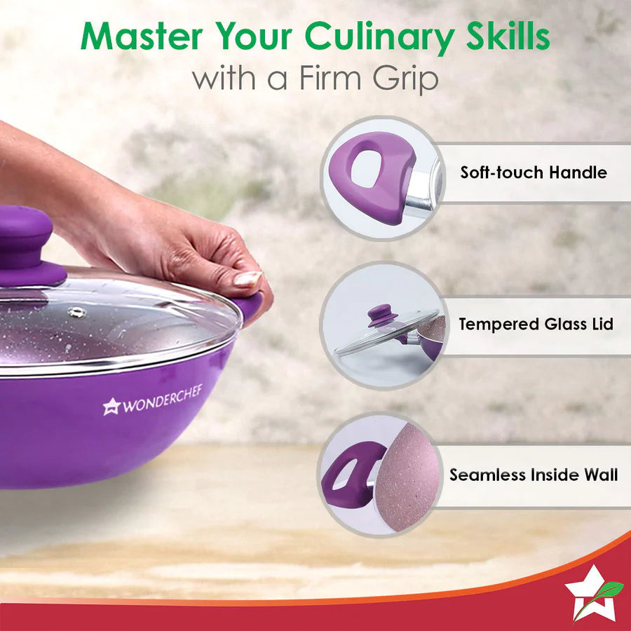 Wonderchef Royal Velvet Non-stick Kadhai 24cm