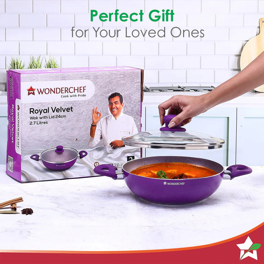Wonderchef Royal Velvet Non-stick Kadhai 24cm