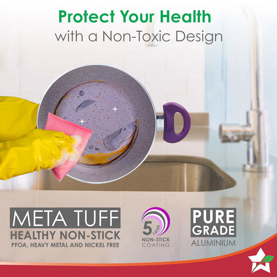 wonderchef Bellagio Kadhai with Lid Healthy Ceramic Coating 3mm,26cm