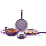 Wonderchef Royal Velvet Non-stick Cookware Set of 5pc,Purple 3mm