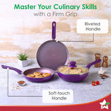 Wonderchef Royal Velvet Non-stick Cookware Set, Purple 4Pc
