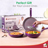 Wonderchef Royal Velvet Non-stick Cookware Set, Purple 4Pc