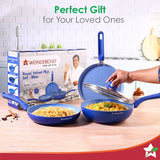 Wonderchef Royal Velvet Non-stick Cookware Set of 4Pc, Blue 3mm