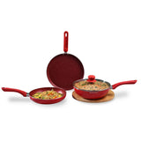 Wonderchef  Royal Velvet Non-stick Cookware Red 3mm, Set of 4 Red
