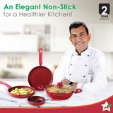 Wonderchef Royal Velvet Non-stick Cookware Set, Red 5Pc