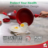 Wonderchef Royal Velvet Non-stick Cookware Set, Red 5Pc