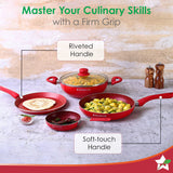 Wonderchef Royal Velvet Non-stick Cookware Set, Red 5Pc