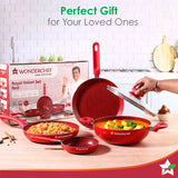 Wonderchef Royal Velvet Non-stick Cookware Set, Red 5Pc