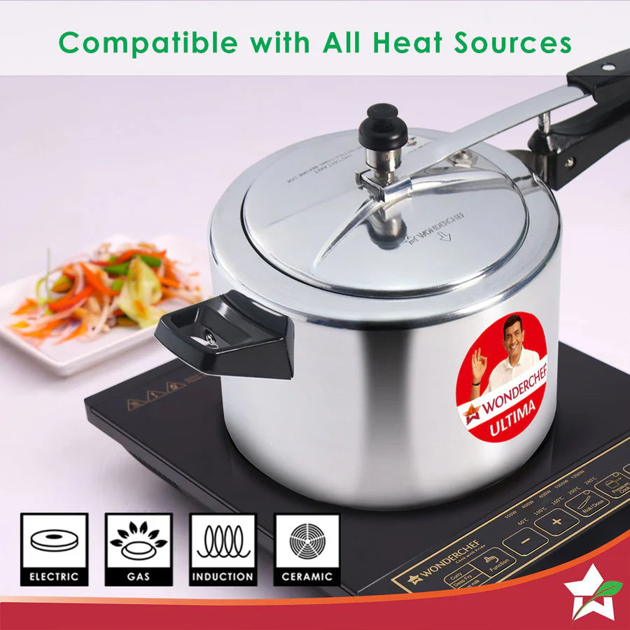 Wonderchef Ultima Induction Base Aluminium Pressure Cooker With inner Lid 5L
