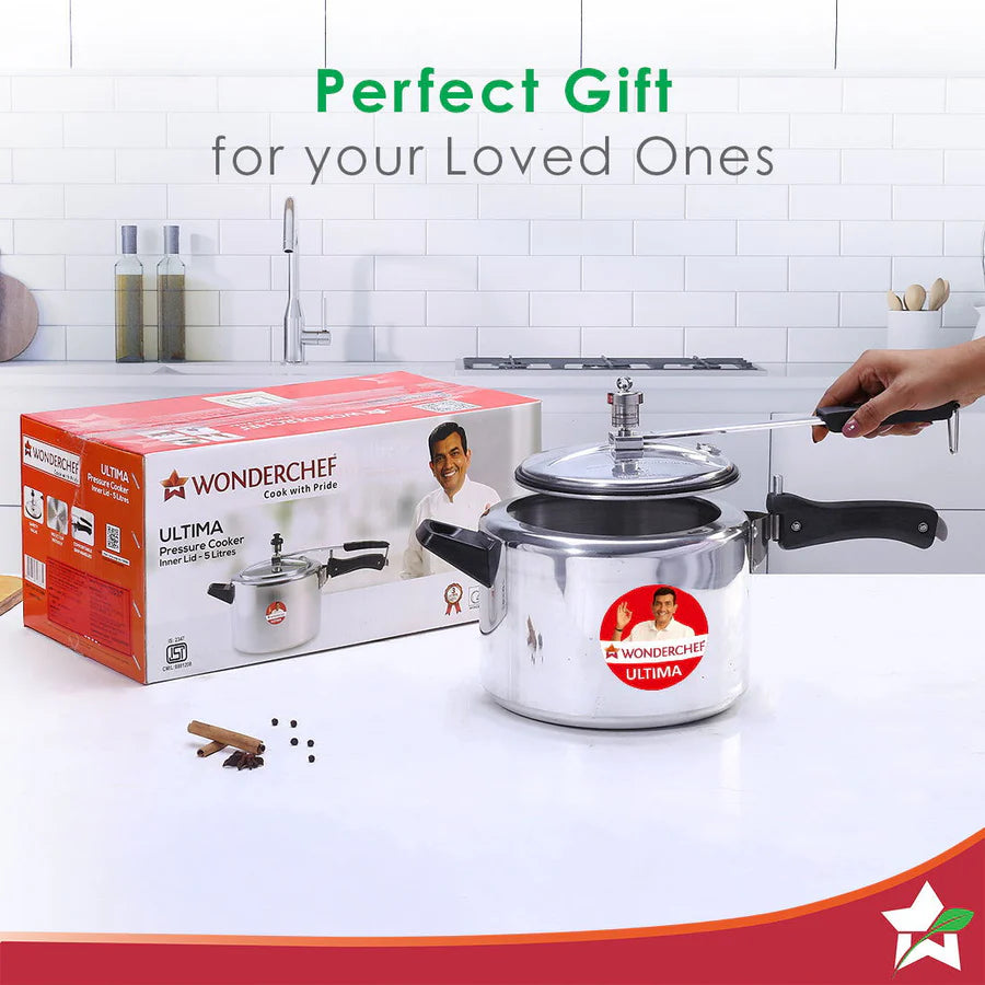 Wonderchef Ultima Induction Base Aluminium Pressure Cooker With inner Lid 5L