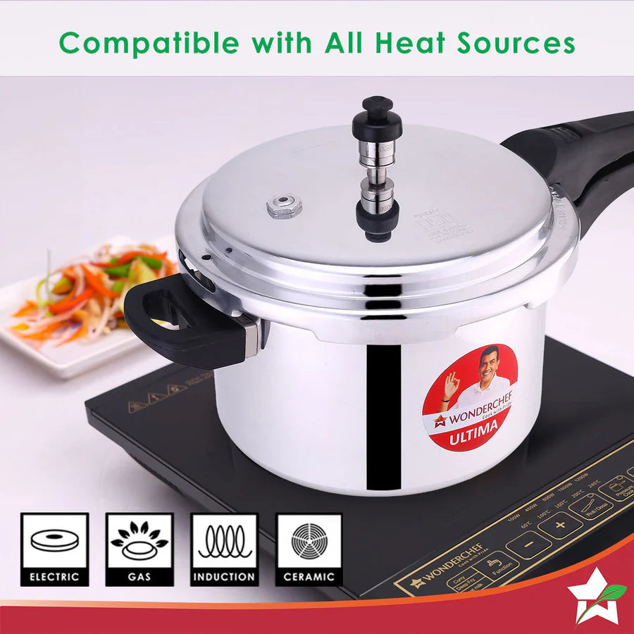 Wonderchef Ultima Induction Base Aluminium Pressure Cooker With Outer Lid 5L