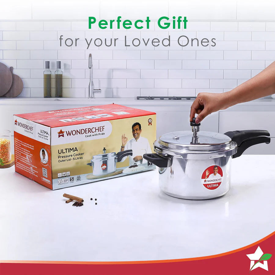 Wonderchef Ultima Induction Base Aluminium Pressure Cooker With Outer Lid 5L