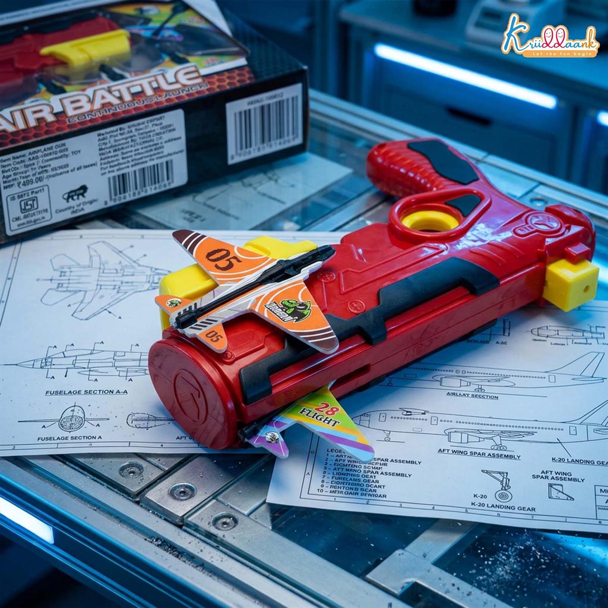 Kriiddaank Bullet Airplane Launcher Gun Playset with Sound for Kids | Soft Bullet Blaster Toy with 4 Foam Glider Planes