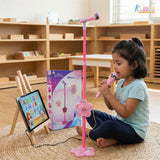 Kriiddaank Disney Princess Portable Karaoke Microphone for Kids with Adjustable Stand (Up to 106cm)
