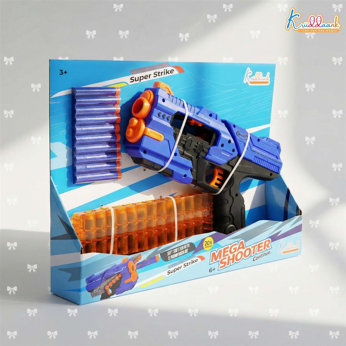 Mega Shooter Blaster Toy for Kids - Soft Bullet Gun with 12 Foam Darts, Long Range Shooting Toy, Safe Pretend Play Blaster for Boys and Girls 3+ Years, Multicolor