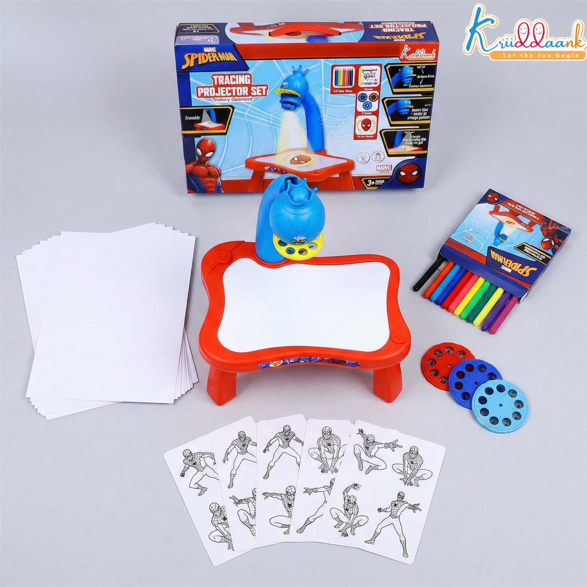 Kriiddaank Spiderman Tracing Projector Set for Kids Blue