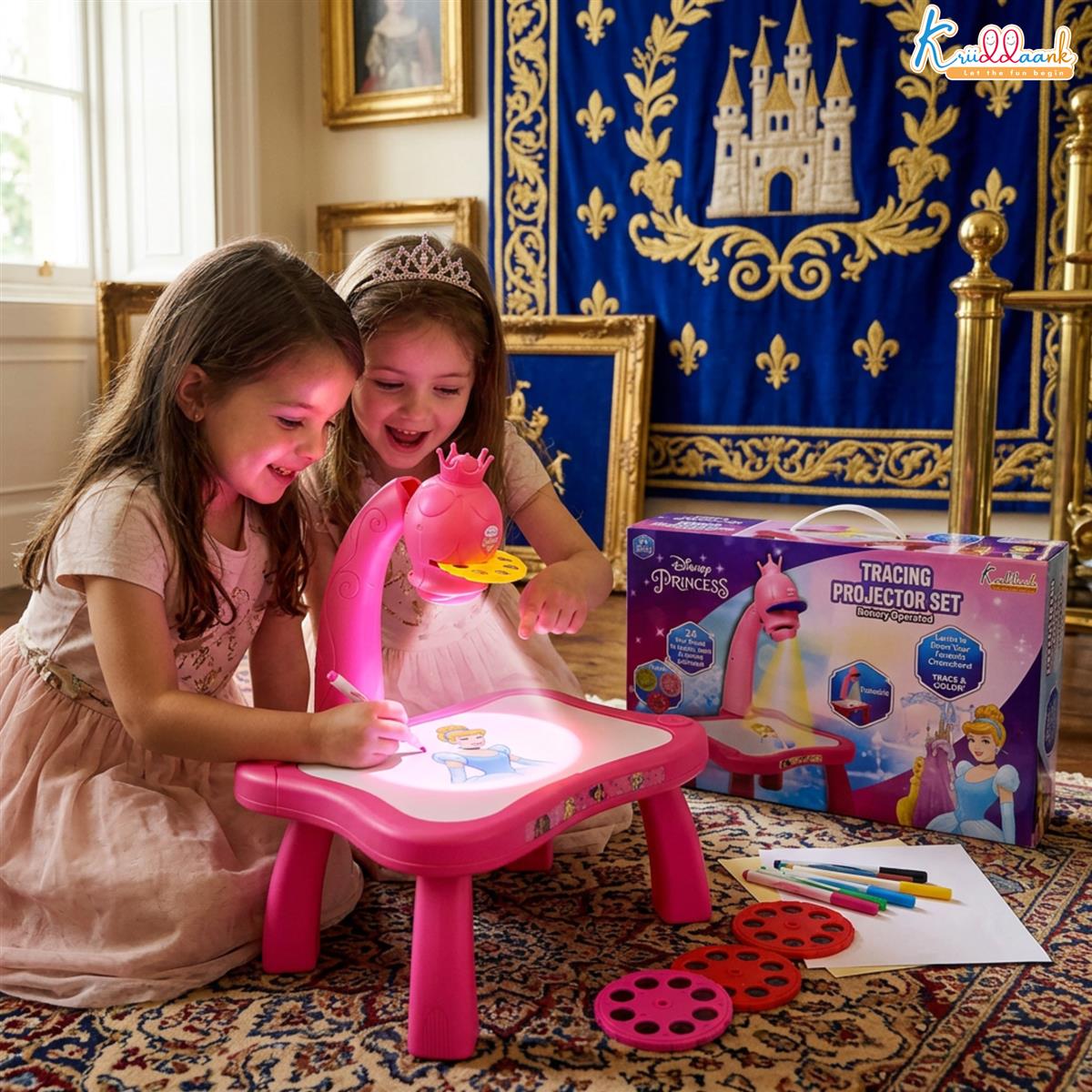 Kriiddaank Disney Princess Tracing Projector for Kids Pink