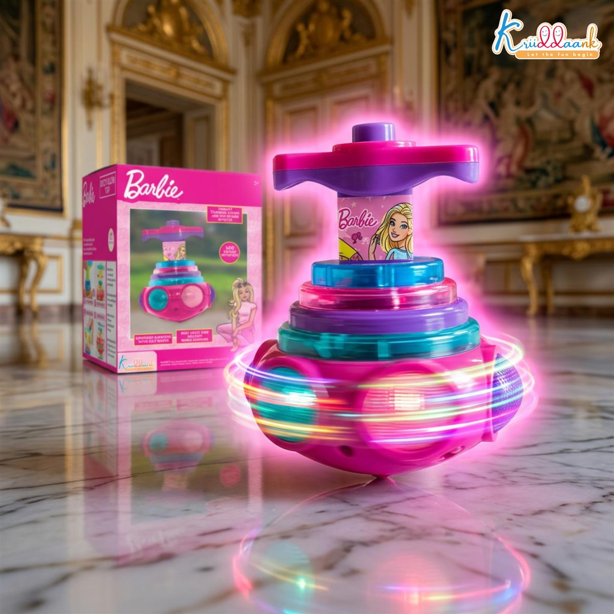 Kriiddaank Dizzy Glow Top Barbie - Musical Spinning Top Toy with 360 Degree Rotation