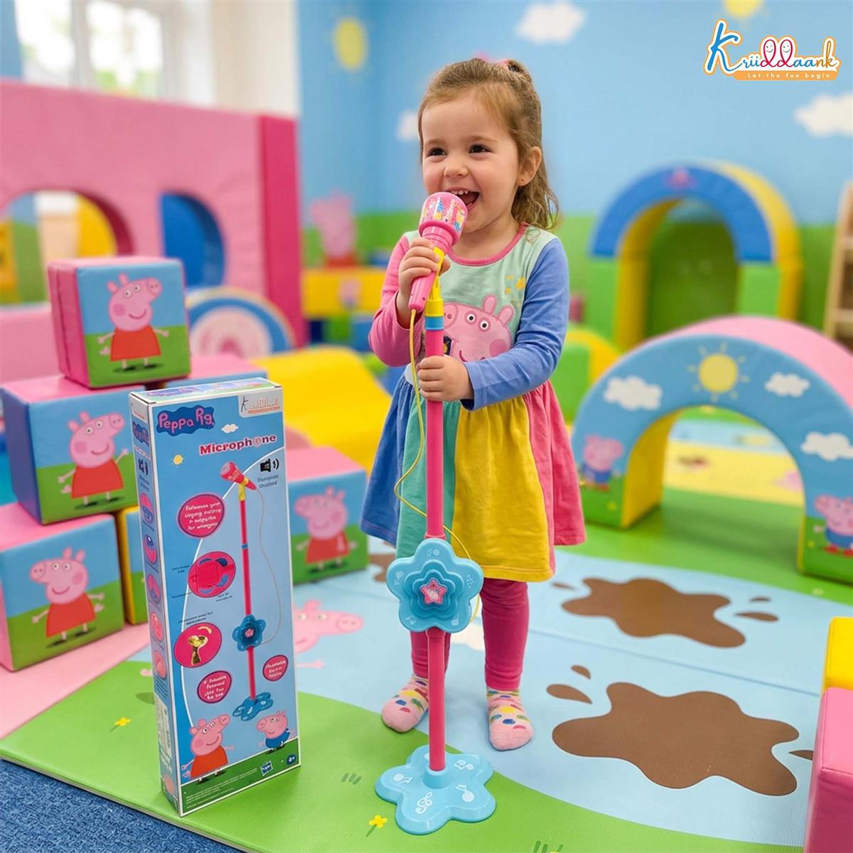 Kriiddaank Hasbro Peppa Pig Portable Wireless Karaoke Microphone with Adjustable Stand for Kids