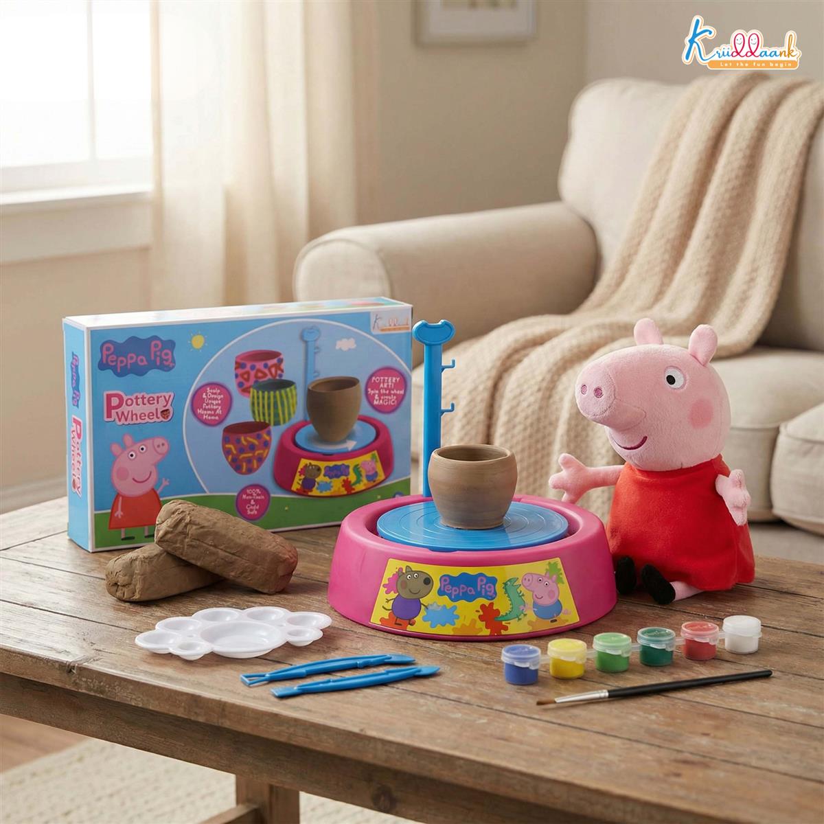 Kriiddaank Hasbro Peppa Pig Theme Pottery Wheel Kit