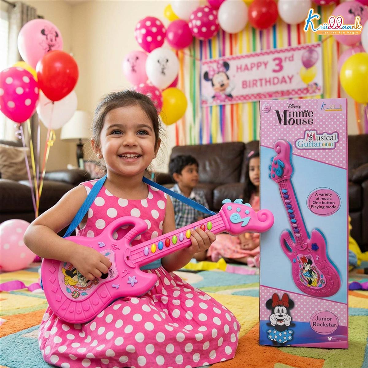 Kriiddaank Minnie Musical Guitar for Toddlers - Pink Sing