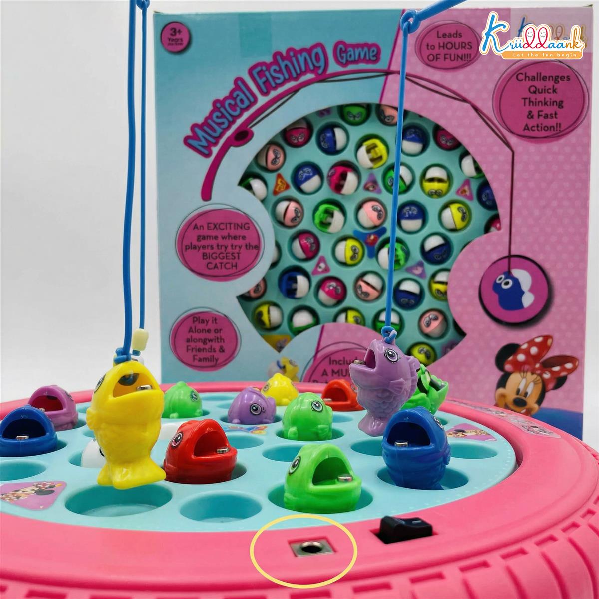 Kriiddaank Minnie Kriiddaank Mouse Musical Fishing Game - Rotating Battery Operated Pond with 21 Fish & 4 Fishing Poles
