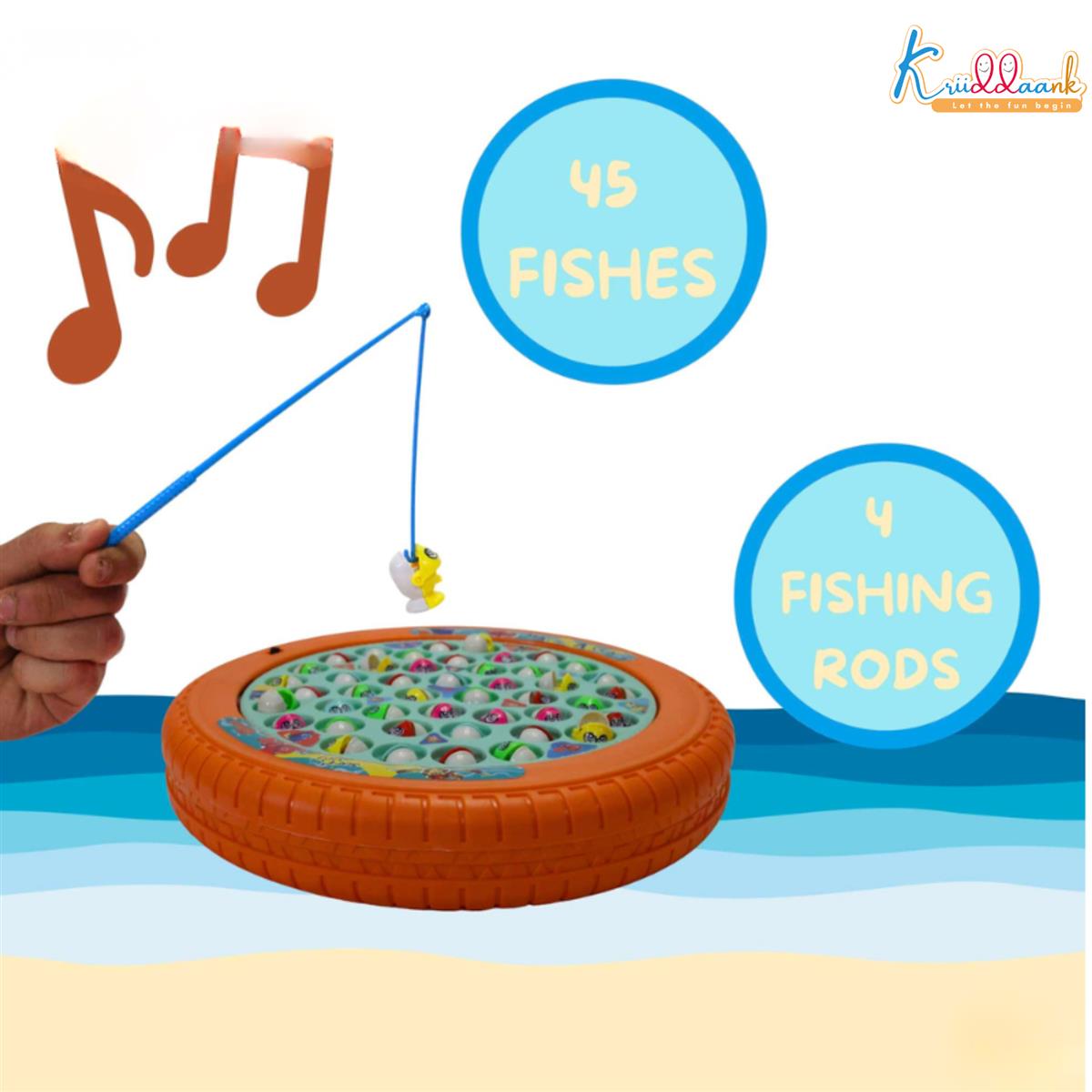 Kriiddaank Nemo Theme Musical Rotating Fishing Game for Kids Orange