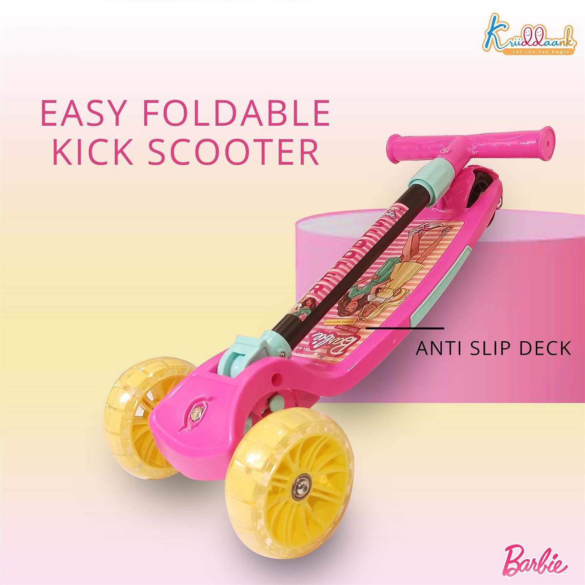 Kriiddaank Barbie Adventure 3-Wheel Kick Scooter for Kids (Ages 3-12), 5-Level