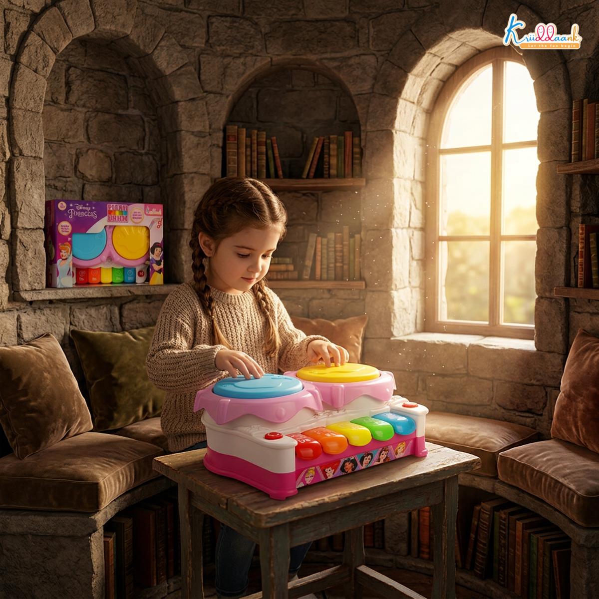 Kriiddaank Disney Princess Piano Drum Playset - Interactive Electronic Musical Toy