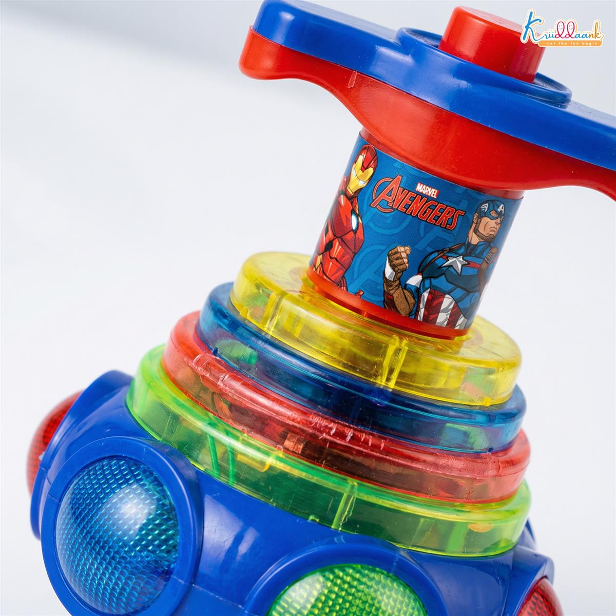 Kriiddaank Avengers Dizzy Glow Top - LED Light Up & Musical Spinning Toy for Kids