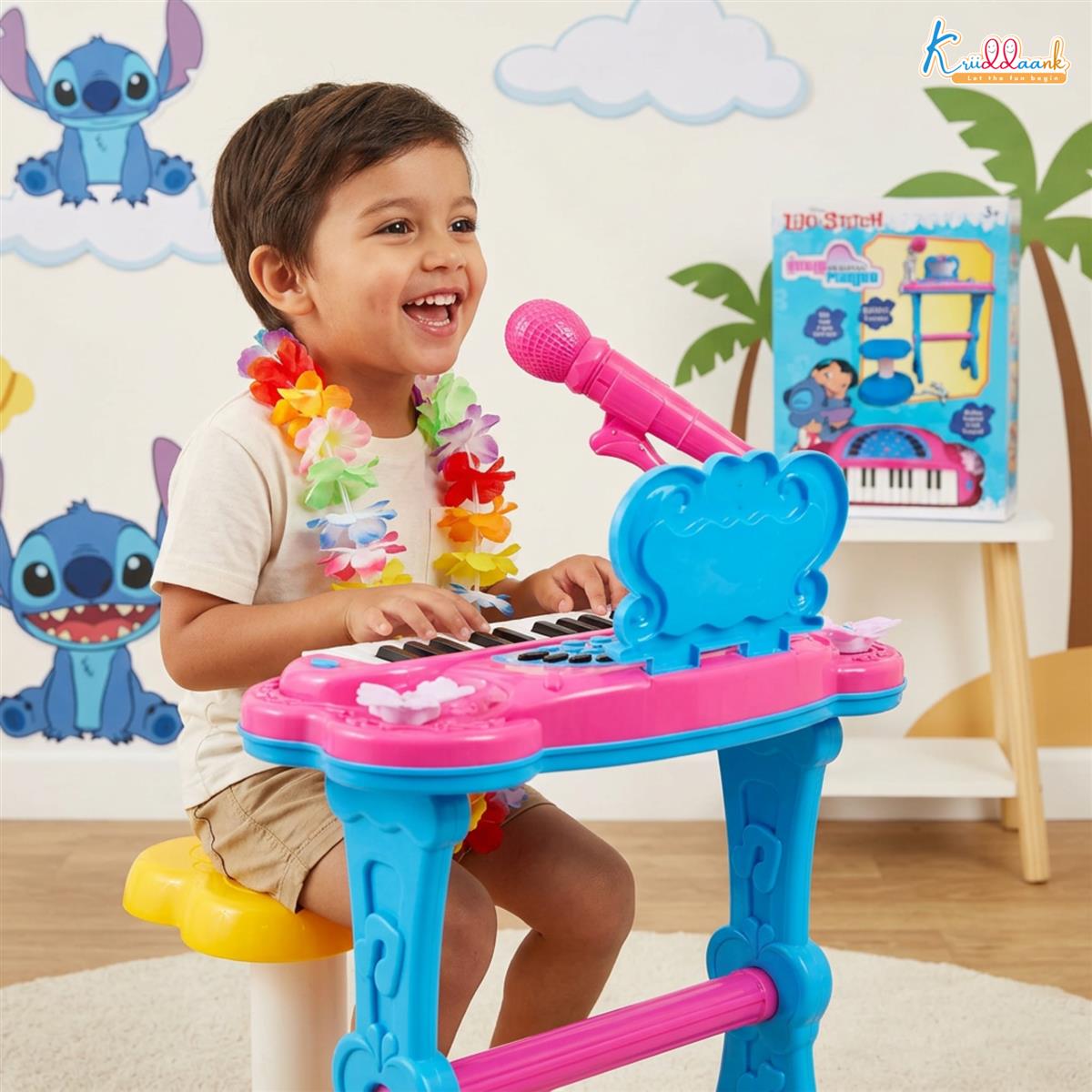 Kriiddnnak Disney Stitch Theme Little Pianist Keyboard Set for Kids