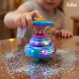 Kriiddaank Frozen Dizzy Glow Top - LED Light & Music Spinning Top Toy for Kids,