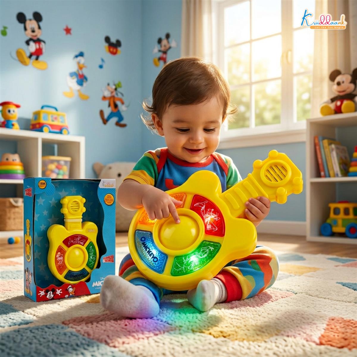 Kriiddaank Disney Mickey Mouse Mini Music Guitar Toy for Kids Yellow