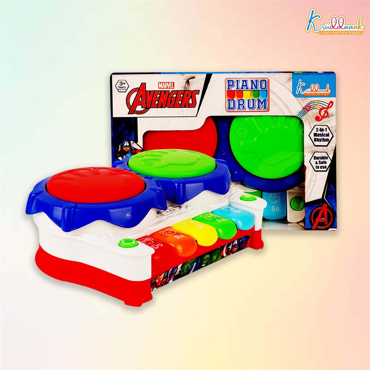 Kriiddaank Marvel Avengers 2-in-1 Piano Drum Musical Toy for Kids