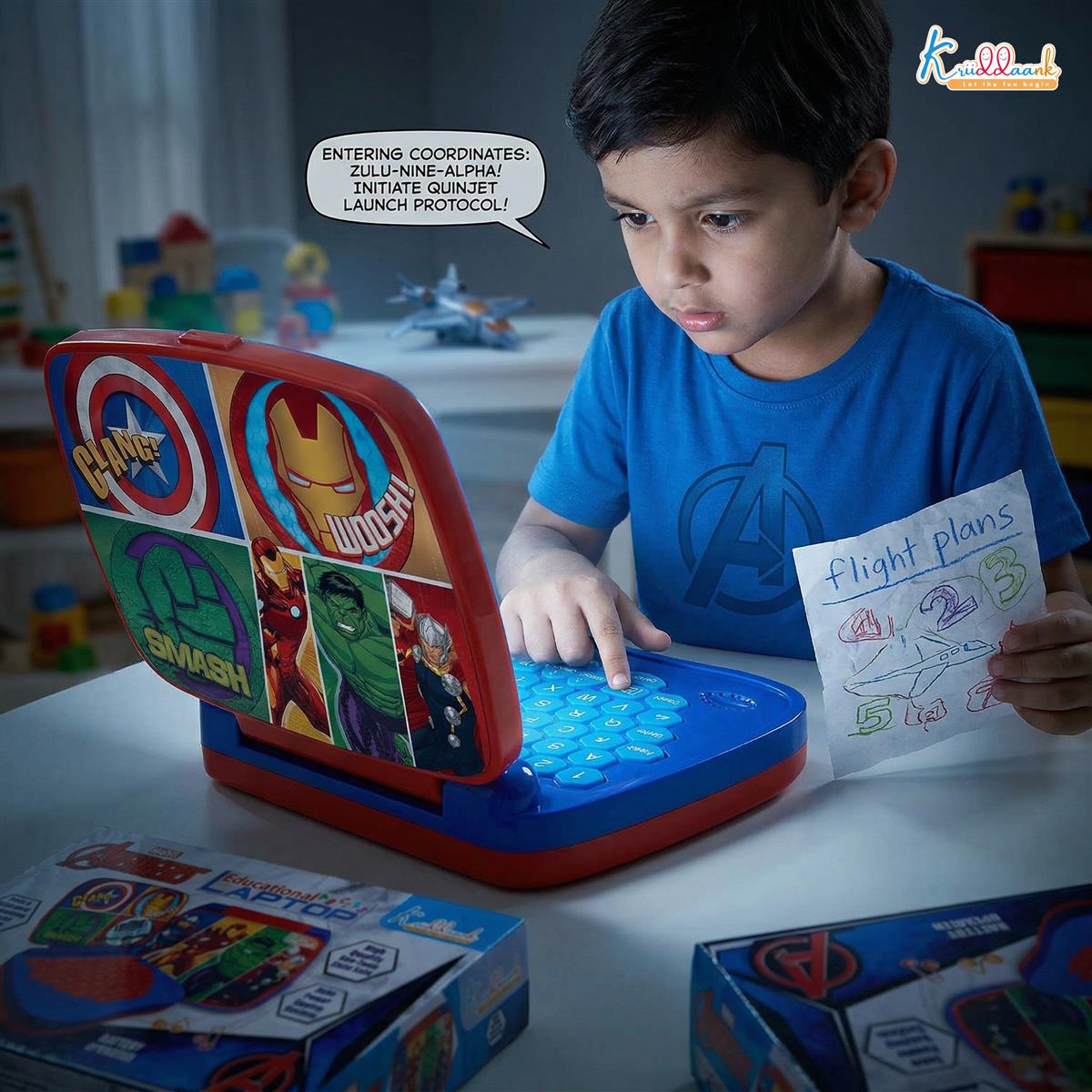 Kriiddaank Avengers Theme Educational Laptop Without Screen for Kids