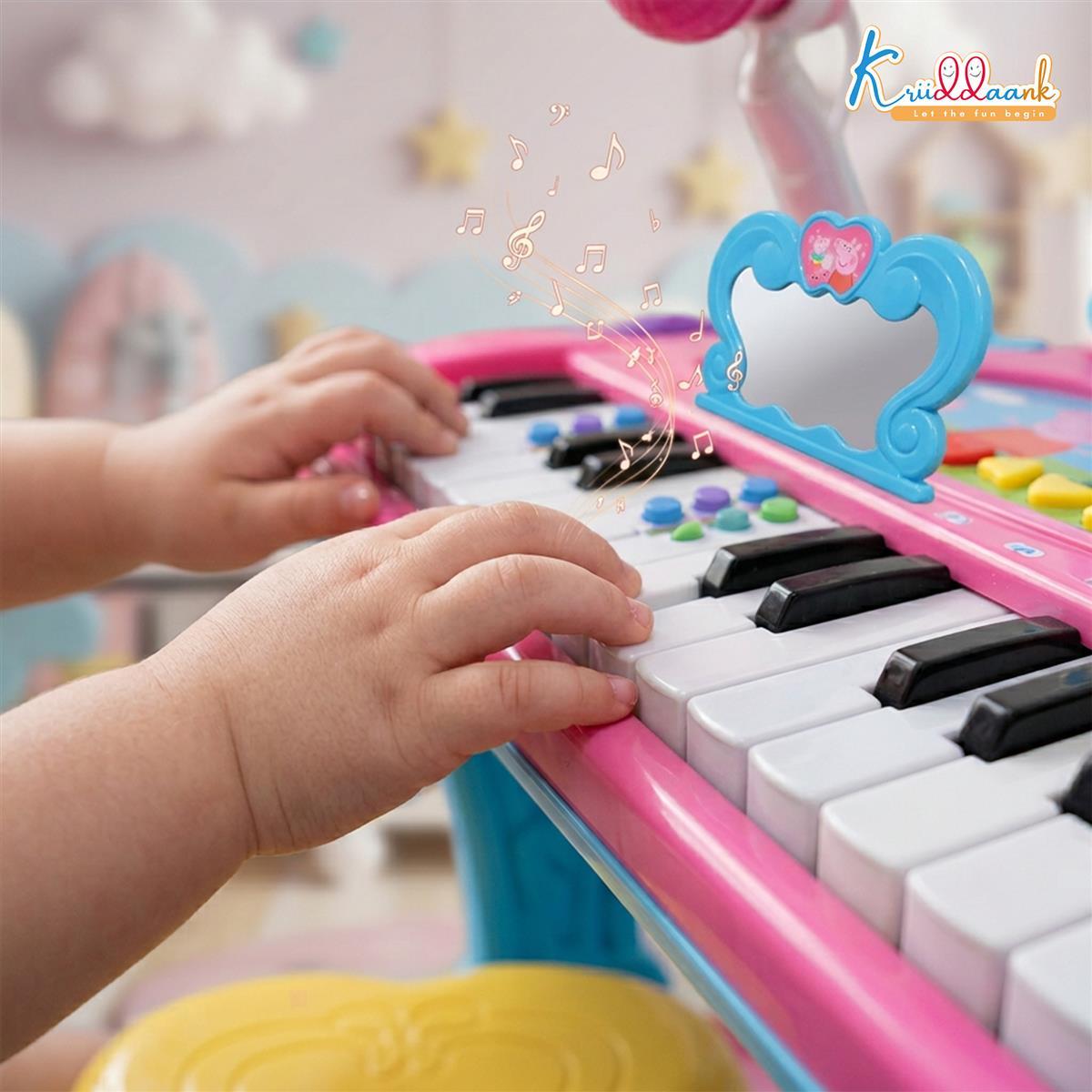 Kriiddaank Hasbro Peppa Pig Little Pianist Keyboard with Microphone & Stool