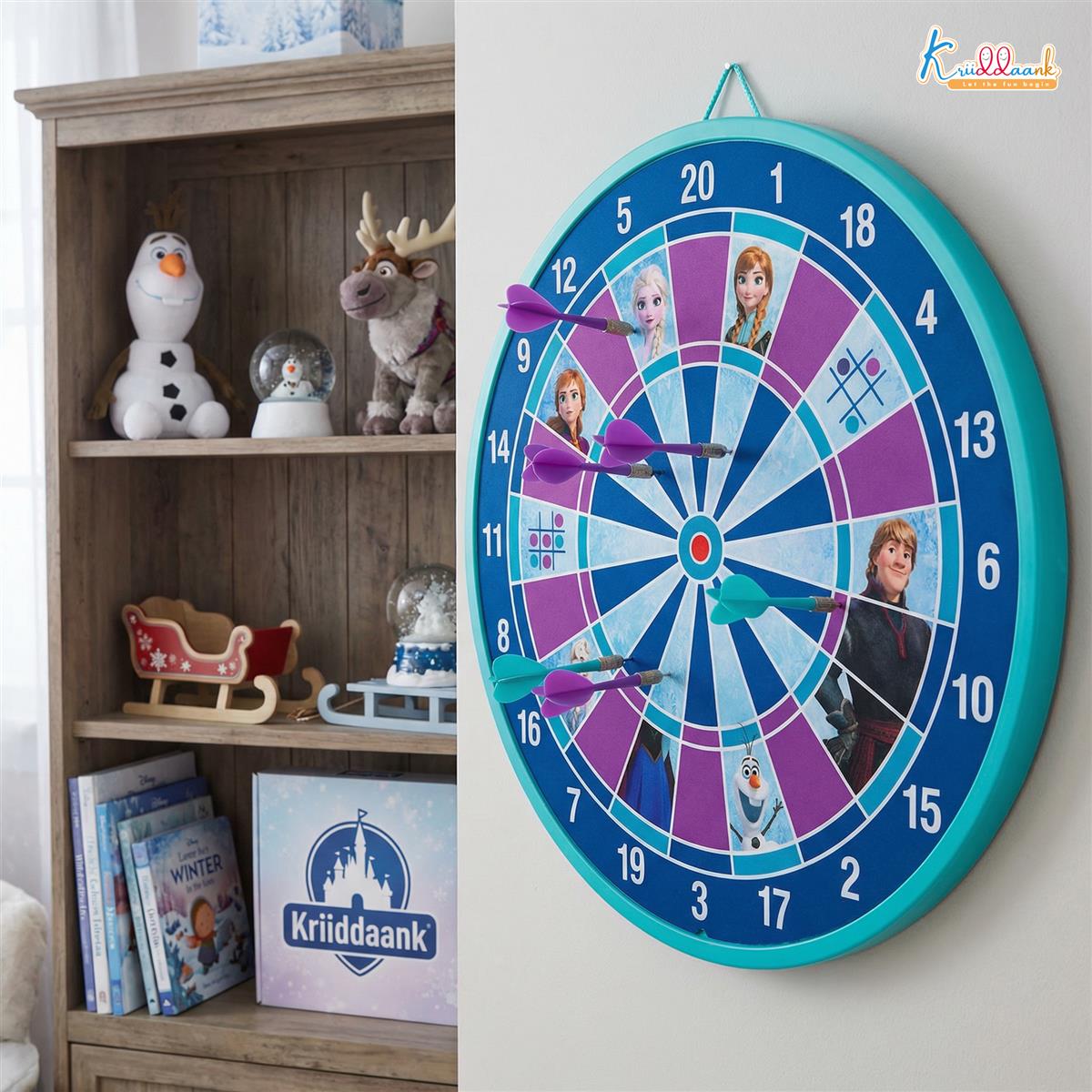 Kriiddaank Frozen 2-in-1 Double Fun Dartboard & Ludo Game for Kids - Safe Indoor Wall Target Shooting Game,