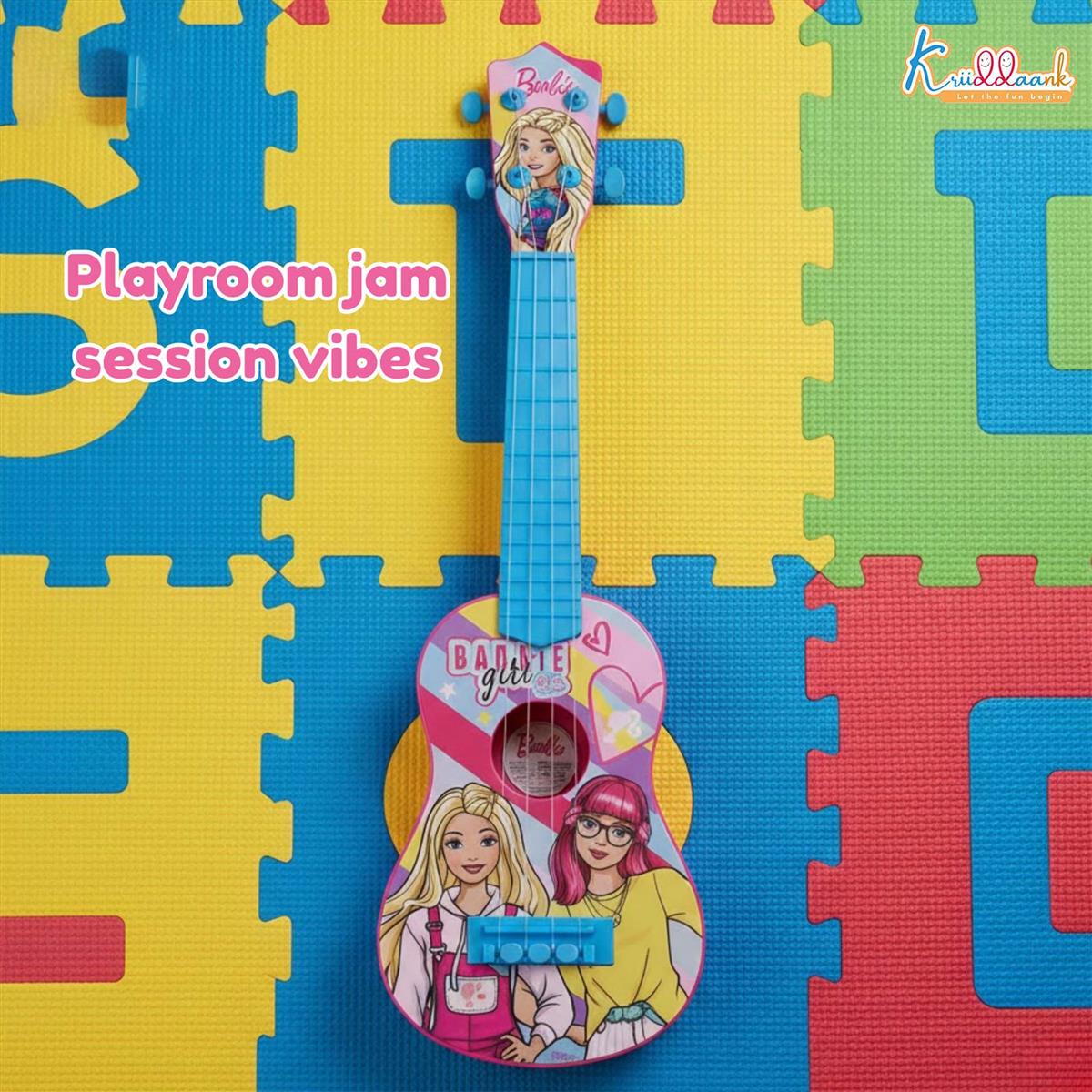 Kriiddaank Mattel Barbie Theme Big Guitar Toy for Kids - Pink