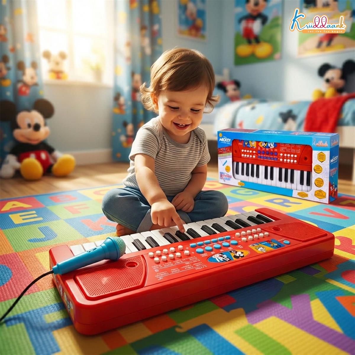 Kriiddaank Mickey 37-Key Keyboard Piano for Kids with Microphone